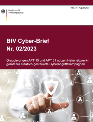 Eine Hand tippt auf das Viruszeichen (verweist auf: BfV Cyber-Brief Nr. 02/2023)